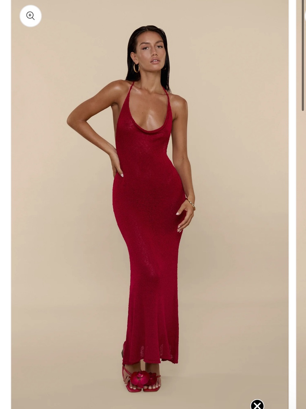 Red Halter Slip Maxi Dress